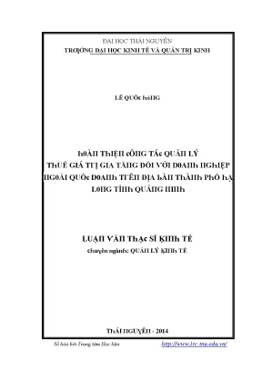 Quản lý thuế giá trị gia tăng tại Thái Nguyên