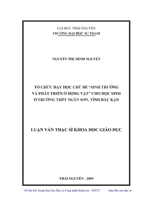 Tổ Chức Dạy Học Chủ Đề Sinh Trưởng và Phát Triển Ở Động