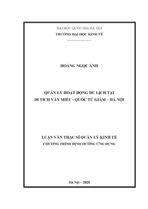 Quản Lý Hoạt Động Du Lịch Tại Di Tích Văn Miếu - Quốc Tử