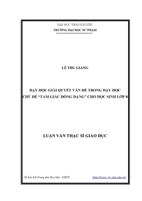 Dạy Học Giải Quyết Vấn Đề Trong Chủ Đề Tam Giác Đồng
