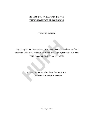 Thực Trạng Nguồn Nhân Lực Tại Bệnh Viện Sản Nhi Tỉnh Lào
