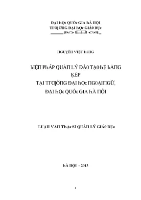 Quản lý đào tạo hệ bằng kép tại Đại học Ngoại ngữ - ĐHQGHN