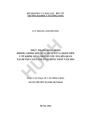 Thực Trạng Hoạt Động Phòng Chống Sốt Xuất Huyết Tại