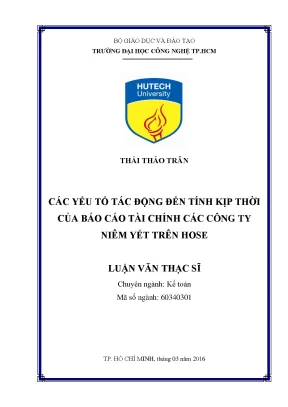 Yếu Tố Ảnh Hưởng Đến Tính Kịp Thời Của Báo Cáo Tài Chính