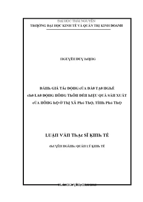 Đánh Giá Hiệu Quả Xuất Khẩu Tại Thị Xã Phú Thọ