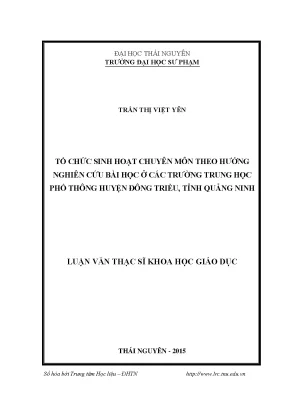 Tổ Chức Sinh Hoạt Chuyên Môn Theo Hướng Nghiên Cứu Bài