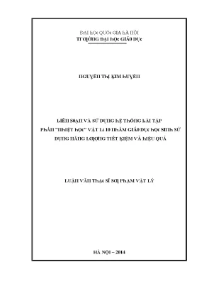 Nghiên Cứu Hiệu Quả Sử Dụng Hệ Thống Bài Tập Vật Lý Tại