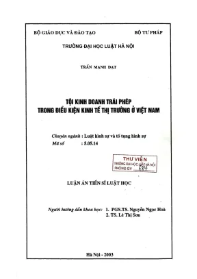 Tội Kinh Doanh Trái Phép Trong Kinh Tế Thị Trường Việt Nam