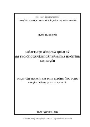 Cải thiện quản lý chi thường xuyên ngân sách nhà nước