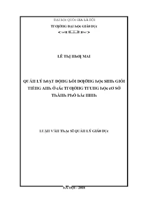 Quản Lý Hoạt Động Bồi Dưỡng Học Sinh Giỏi Tiếng Anh Tại