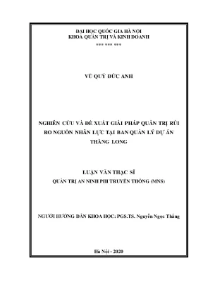 Giải Pháp Quản Trị Rủi Ro Nguồn Nhân Lực Tại Ban Quản Lý 