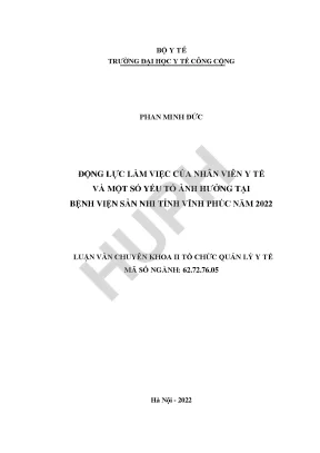 Động Lực Làm Việc Của Nhân Viên Y Tế Tại Bệnh Viện Sản