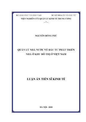 Quản Lý Nhà Nước Về Đầu Tư Phát Triển Nhà Ở Khu Đô Thị 