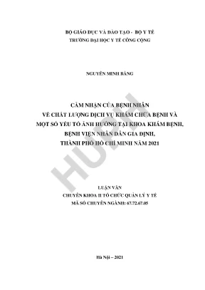 Đánh Giá Chất Lượng Dịch Vụ Khám Chữa Bệnh Tại Bệnh Viện 