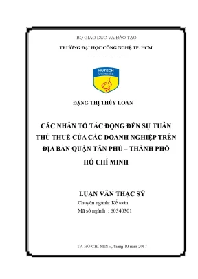 Các Nhân Tố Tác Động Đến Sự Tuân Thủ Thuế Của Doanh