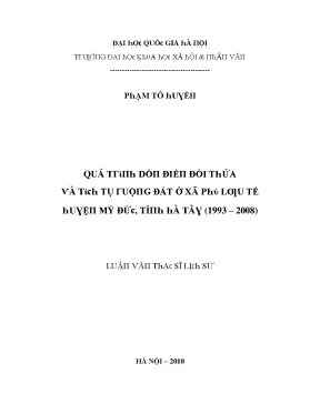 Nghiên Cứu Đổi Mới Quản Lý Đất Ở Xã Phú Lưu Tế (1993-2008)