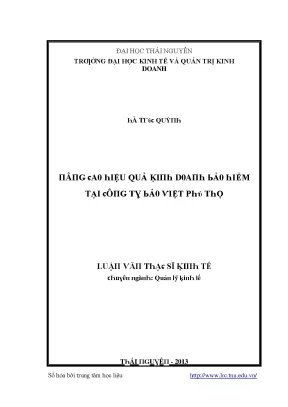 Tăng cường hiệu quả kinh doanh bảo hiểm tại Bảo Việt Phú Thọ