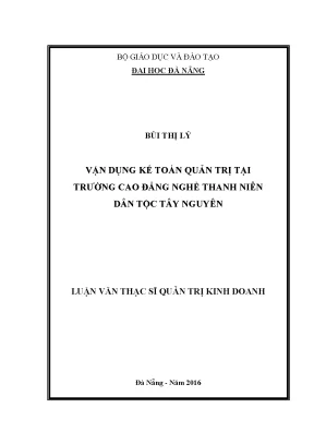 Vận Dụng Kế Toán Quản Trị Tại Trường Cao Đẳng Nghề Thanh
