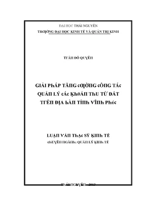 Quản Lý Kinh Tế Từ Đất Tại Thái Nguyên