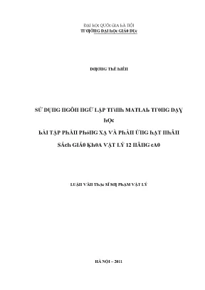 Hướng Dẫn Sử Dụng MATLAB Trong Giảng Dạy Vật Lý 12