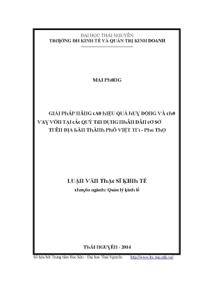 Hiệu Quả Quản Lý Quỹ Tín Dụng Tại Thái Nguyên