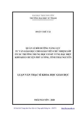Quản lý bồi dưỡng năng lực tư vấn giáo dục cho giáo viên