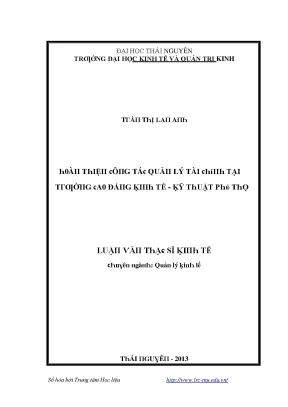 Cải thiện quản lý tài chính tại trường cao đẳng Kinh tế 