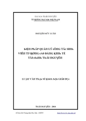 Biện Pháp Quản Lý Công Tác Sinh Viên Tại Trường Cao Đẳng