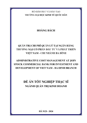 Quản Trị Chi Phí Quản Lý Tại Ngân Hàng TMCP Đầu Tư Và