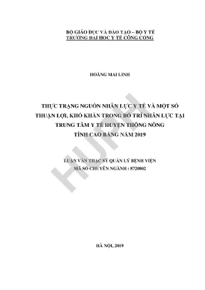 Thực Trạng Nguồn Nhân Lực Y Tế Tại Trung Tâm Y Tế Huyện
