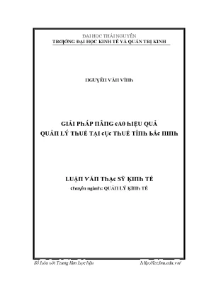 Hiệu Quả Quản Lý Thuế Tại Thái Nguyên