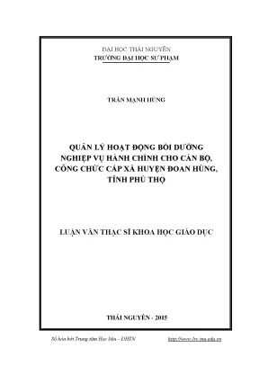 Quản Lý Hoạt Động Bồi Dưỡng Nghiệp Vụ Hành Chính Cho Cán
