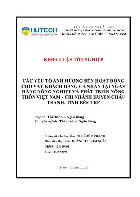 Các Yếu Tố Ảnh Hưởng Đến Hoạt Động Cho Vay Khách Hàng Cá