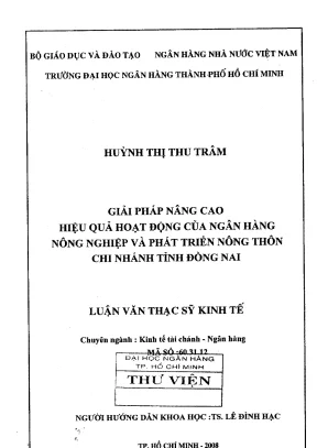 Giải Pháp Nâng Cao Hiệu Quả Hoạt Động Ngân Hàng Nông 
