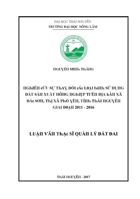 Quản Lý Đất Đai Tại Thái Nguyên: Nghiên Cứu Sự Thay Đổi