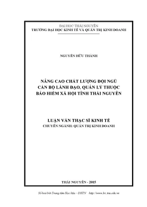 Nâng Cao Chất Lượng Đội Ngũ Cán Bộ Lãnh Đạo Bảo Hiểm Xã