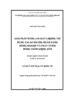 Giải pháp nâng cao chất lượng tín dụng tại ngân hàng