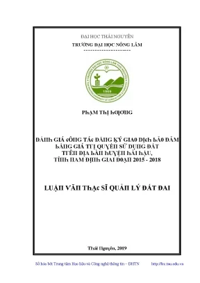 Quản lý đất đai tại Thái Nguyên: Nghiên cứu từ 2015 đến 2018
