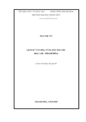 Lịch Sử Văn Hóa Vùng Đất Hải Lộc, Thanh Hóa