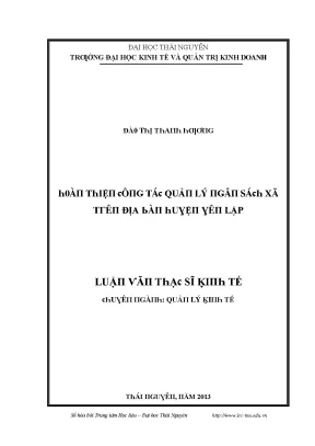 Cải thiện quản lý ngân sách xã huyện Yên Lập