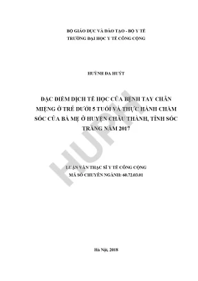 Đặc Điểm Dịch Tễ Bệnh Tay Chân Miệng Ở Trẻ Dưới 5 Tuổi
