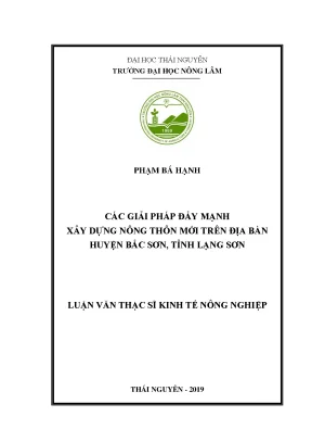 Giải Pháp Xây Dựng Nông Thôn Mới Tại Huyện Bắc Sơn, Tỉnh