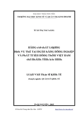 Nâng cao chất lượng dịch vụ thẻ tại ngân hàng nông
