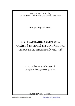 Hiệu Quả Quản Lý Thuế Giá Trị Gia Tăng Tại Thái Nguyên