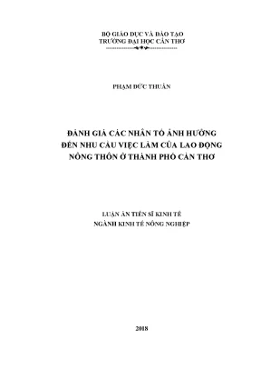 Đánh Giá Nhu Cầu Việc Làm Của Lao Động Nông Thôn Tại Cần Thơ