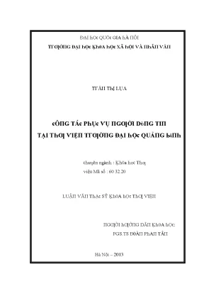 Luận Văn Thạc Sỹ Khoa Học Thư Viện: Nghiên Cứu Về Đối