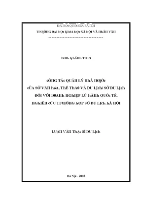 Quản lý du lịch tại Hà Nội: Thực trạng và giải pháp