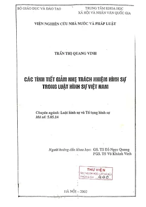 Các Tình Tiết Giảm Nhẹ Trách Nhiệm Hình Sự Trong Luật