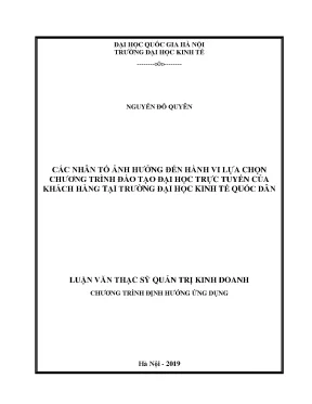 Luận văn các nhân tố ảnh hƣởng đến hành vi lựa chọn chương trình đào tạo đại học trực tuyến của khách hàng tại trƣờng đại học kinh tế quốc dân