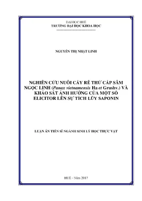 Nghiên cứu nuôi cấy rễ thứ cấp sâm Ngọc Linh và ảnh 